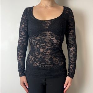 black lace long sleeve top